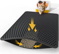 Powools Ultra-Large Cat Litter Mat, 35'' x 30", Double-Layer, Black | Urine-Proof, Non-Slip Litter Trapping Mat, Easy to Clean, Kitty Litter Mats for Floor, Scatter Control