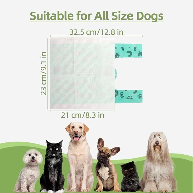 2-Ply Dog Poop Bags with Paper Towels-50 Pieces-Ultra Thick and Leakproof Pet Waste Pick-up Bags-no more warm & yuck feeling