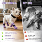 SCENEREAL Anti Slip Dog Socks to Prevent Licking Paws for Hot/Cold Pavement, Paw Protector Traction Control on Hardwood Floor, Dog Shoes Booties for Puppy Small Medium Large Senior Dogs, Purple S
