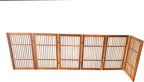 Urnporium Pet Dog Gate Freestanding, Strong Durable Folding Wooden Fence, Portable Acacia Hardwood Safety Barrier for Indoor & Outdoor Use (Brown Pet Gate, 6 Panel 30" Tall)