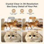 2026 3K Pet Camera Treat Dispenser, 32ft Remote Tossing for Dogs & Cats – Reduces Separation Anxiety, 360° View, Security Indoor Cam w/ Phone App, Barking Alerts, No Subscription, 5G WiFi, Robot M3
