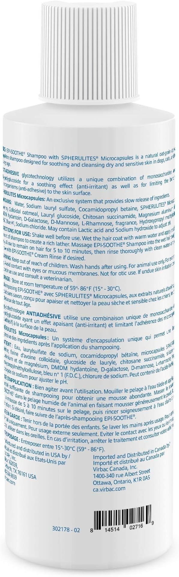 Epi-Soothe Shampoo for Dogs, Cats & Horses - for Dry and Sensitive Skin