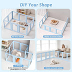 Acrylic Dog Playpen Indoor, Puppy Playpen, Acrylic Dog Pen, 10PCS | 23.6" H, Skin Pink, Purple & Sky Blue, Clear View, No-Gap Escape-Proof, Tool-Free Setup, For Puppies & Small Dogs