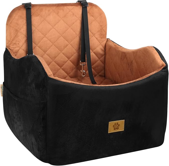 Dog Car Seat for Small/Medium Dogs, Detachable Washable Dog Booster Car Seat Under 35lbs, High-Support Memory Foam,Travel Bed with Storage Pockets