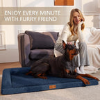 Patas Lague Orthopedic Large Dog Bed Pet Sofa Beds 48''X30''Navy Blue | L Bolster Egg-Crate Foam Dog Couch For Large Sized Dogs, Waterproof Removable Washable Cover, Pet Mat with Nonskid Bottom