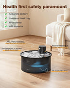 Wireless Cat Water Fountain Cordless: 108oz Battery Operated Cat Fountain | 3.2L Automatic Pet Water Dispenser Rechargeable Drinking Fountains for Cats Indoor with Motion Sensor Multiple Cats and Dogs