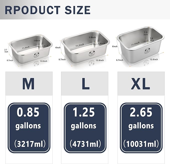 Stainless Steel Dog Bowls for Large Dogs, High Capacity Metal Dog Food Bowls, Food and Water Bowl for Large, X-Large, and Big Dogs 2.65 Gallons
