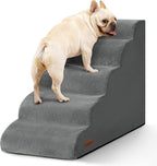 Aodisman Dog Stairs for High Beds,5 Step Pet Ramp for Dogs and Cats,22.4" H | High-density foam dog steps for beds and window sills, with a non-slip bottom for puppy and older cat,comfortable,Grey