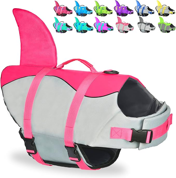 Fragralley Shark Dog Life Jacket, Adjustable Dog Life Vest with Shark Fin, Suit for Small Medium Large Dog Life Vest for Swimming and Boating