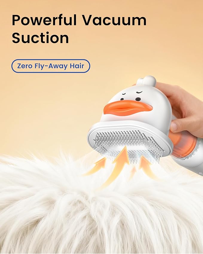 Vacuum Dog Brush for Shedding, 4-in-1 Self-Cleaning Slicker & Undercoat Rake, Deshedding Grooming Tool, Anti-Static, Massage & Combing All In One! | 4-in-1 Grooming, Traps Loose Hair, Self-Cleaning, Slicker Brush, Low Noise, Dogs & Cats, Short & Medium...