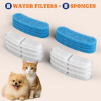 Pawtners 8 Pack Replacement Filters for STR-PT-108A Pumpless Cat Fountain | Multi-Layer Filtration, Cat/Dog Fountain Filter Complete Kit with 8 Filters & 8 Sponges