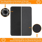 22"x30" Cat Litter Mat, EVA & Fabric Double Layer Design Waterproof Bottom Cat Litter Mat, Anti-slip Litter Box Mat, Easy To Catch Pet Litter, Easier To Clean, Washable, Soft on Paws, Black