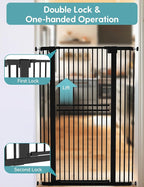 No Pawblems 55" Extra Tall Pet Gate, 29"-40" Wide Tall Dog Gate, Black | No Drilling Pressure Mounted, 1.37" Narrow Bar Spacing, Auto Close Tall Cat Gate for Doorway Hallway, One-Hand Operation
