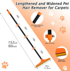 Carpet Rake for Pet Hair Removal Tool, Dog Cat Hair Remover for Furniture | 60'' Pet Hair Remover Broom for Pet Owner Reusable Hair Remover with Adjustable Handle, Carpet Brush for Rugs, Mats, Couch