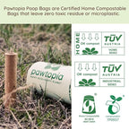 Pawtria Home Compostable Dog Poop Bag Rolls, 120 Bags, 8 Rolls | Leak-Proof Dog Poop Bags Made with Vegetable Starches, TÜV Austria Home Compost Certified, Easy Open Rolls