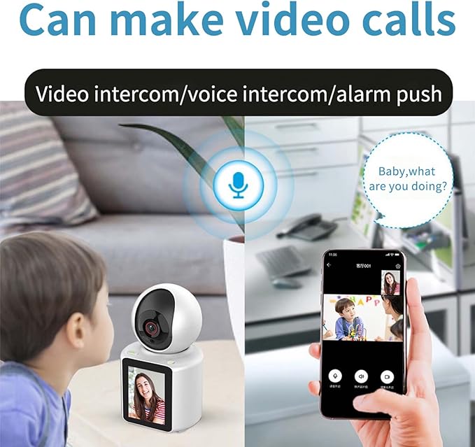 Two Way Pet Camera with 2.8 inch HD Screen, 1080P Video Calling Camera for Indoor Home Security, Indoor Home Nanny/Dog/Baby Security Device with Phone App