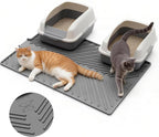 Large Silicone Cat Litter Mat Litter Trapping Pad for Litter Box | 34" x 22", Silicone, Foldable, Non-Slip, Friendly Soft on Cat Paws, Easy to Clean, Scatter Control, Gray