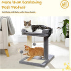 PAWZ Road Cat Scratching Post with Bed, Small Cat Tower with Pad & Ball | 19” Cat Stand with Padded Removable Bed, Full Sisal Scratching Post & Scratcher Pad Dual Play Ball for Kittens & Indoor cats