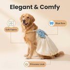 FLAdorepet White Large Dog Princess Dress Christmas Outfit Costume,6XL | Prefect for Easter Christmas Wedding Birthday Party;Ideal for Medium Large and Giant Dogs Girl,Soft Stain Summer Dog Clothes