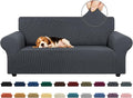 Stretch Loveseat Couch Cover, 2 Cushion Couch Slipcover,Charcoal | 1-Piece Washable Sofa Cover Pet Friendly (55"-78") Furniture Protector Soft Jacquard, Elastic Bottom for Dogs & Kids