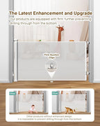 Retractable Baby Gates, 34" Tall Fits Up to 55" Wide, White | No Bottom Bar Mesh Baby & Pet Gate with Anti-Crawling Hook, One-Hand Operation, Safety Lock for Stair, Doorway,Indoor/Outdoor