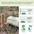Pawtopia Pet Waste Bag Duo - 120 Standard Sized-Dog Poop Bags (8 rolls) + 100 Extra Large Cat Litter Bag with Handles (1 single roll), Vegetable Starches, Tuv Austria, Leak-Proof, Yard Pickup | Standard Poop Bags for Dogs plus XL Cat Litter Bags with H...