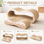 Simple Delxue 2 in 1 Cat Scratcher Cardboard Lounge Bed, Cat Scratching Post, Durable Board Pads Prevents Furniture Damage,Large,Wave