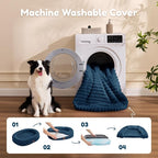 ChiXnuggle Orthopedic Dog Bed, Washable Cover, Faux Fur Bolster Pet Couch | waterproof,egg crate foam,non-slip bottom,for extra large dogs,navy, 41*30*7,dog sofa