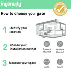 Ingenuity Decorative Extra Tall Baby Gate & Dog Gate, 28.5"-48" Wide, 36" Tall, Hardware or Pressure Mounted, Install on Top or Bottom of Stairs, Banister, or Doorway - White