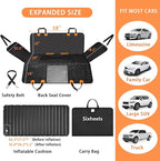 Truck Dog Seat Cover Back Seat Protector, Large Space Backseat Extender with Soft Inflatable Cushion Comfortable Dog Hammock, Waterproof Dogs Bed Rear Travel Accessories for Truck