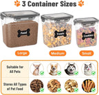 ZooZoo Dog Treat Container, Airtight Pet Food Storage, BPA-Free, 3 Pack | Stackable Transparent Jars In 3 Sizes Keep Snacks Fresh, Wide Mouth Scooping, Labels, Tongs, Marker, Puppy, Cat Supplies