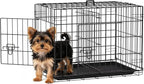 FDW 24-Inch Dog Crate for Small Dogs, Double Door Folding Metal Wire Pet Kennel with Divider Panel & Leak-Proof Plastic Tray, Black