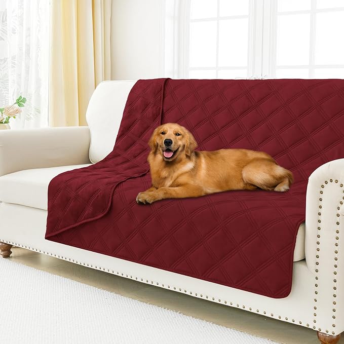 Smiry Waterproof Dog Bed Cover, Reversible Pet Blanket for Sofa Couch | Soft Washable Dog Blanket, Leakproof Couch Cover for Dogs Cats & Furniture Protection, 52x82, Wine Red/Wine Red