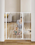 COMOMY 42" Extra Tall Baby Gate for Stairs Doorways, Fits Openings 29.5" to 43.3" Wide, Auto Close Sturdy Safety Dog Gate for House, Pressure Mounted Easy Walk Through Pet Gate with Door, White | Auto Close Sturdy Safety Dog Gate for House, Pressure Mo...