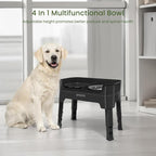 4-in-1 Elevated Slow Feeder Dog Bowls, 4 Height Adjustable Mess Proof Raised Dog Bowl Stand with No Spill Dog Water Bowl, Stainless Steel Dog Food Bowl & Slow Feeder for Large Medium Small Dogs Pets