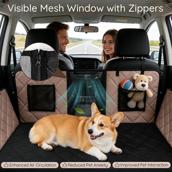 Back Seat Extender for Dogs Hard Bottom, Dog Car Seat Cover for Back Seat Holds 420lbs, Sturdy Backseat Dog Platform for Large Breed Dogs, 600D Oxford & Waterproof Pet Hammock for Cars, SUVs & Trucks