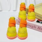 Anti Slip Dog Shoes Paw Protectors for Hardwood Floors,Breathable Puppy Boots with Adjustable Straps for Hot Pavement Beach_5#(Yellow)