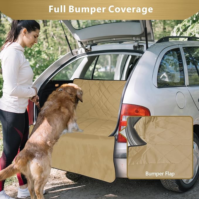 F-color SUV Cargo Liner for Dogs - Heavy Duty Cargo Cover for Mid-Size SUVs | Water Resistant, Bumper Flap, Non-Slip Mat, Car Trunk Dog Car Seat Cover Prevents Scratches Pet Hair Mud Dirt for Sedans Vans