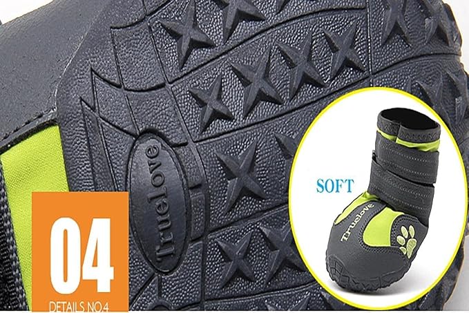 TRUE LOVE Dog Shoes Waterproof Anti-Slip Rain Boots with Reflective TLS3961