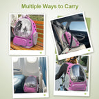 Cawypety Expandable Cat Backpack Large Space Cat Bubble Backpack Carrier | Pink, for Carrying Cats Pets and Small Dogs, Airline-Approved, for Travel Hiking Walking Car, Transparent Window, Breathable