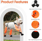 Waterproof Dog Suspender Boots Non-Slip for Small Medium (Orange XL | Dog Paw Protectors for Outdoor Walking Stay-On,Dirt-Proof Comfortable Booties