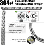 jenico Dog Tie Out Cable, 10/15/20/30/40/50/70/100/150FT Runner Cable with Swivel Hook and Shock Spring, Dog Leash Run Tether for Yard Outdoor and Camping,for Small to Medium Pets Up to 500 LBS