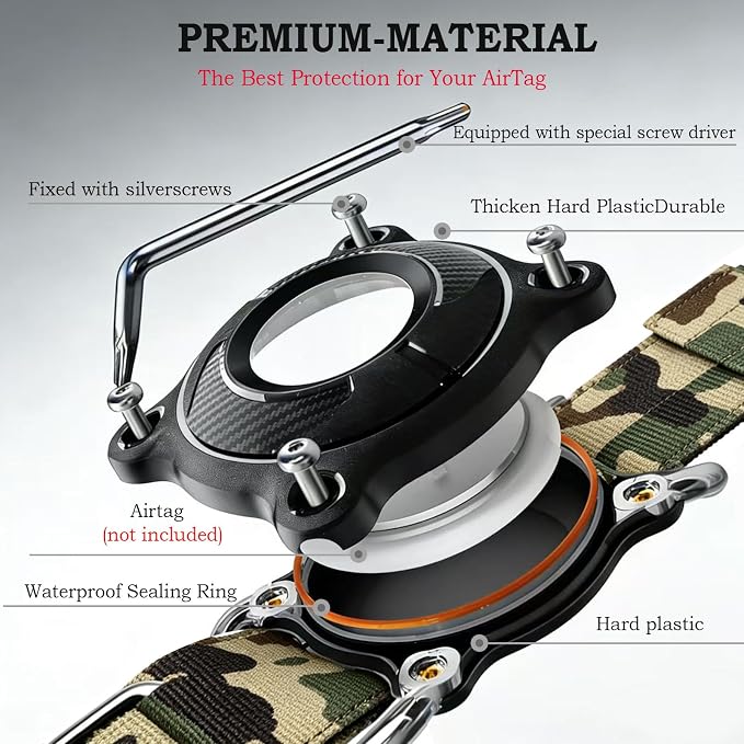 AirTag Dog Collar for Large Dogs Tactical Dog Collar with AirTag Holder | Upgrade Waterproof,Control Handle ,Quick-Release Metal Buckle，1000D Nylon Fabric,Soft-Padded Webbing，Velcro Patch(CAMO,XXL)