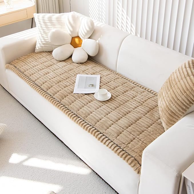 Mitid Sofa Cover Fuzzy Couch Cover for Pet, Couch Covers for Dogs Pets Mat | Washable Non-Slip Sofa Slipcover Cushion Protector Pets Friendly Mat, Dog Couch Cover, Square Couch Covers for Dogs Non Skid