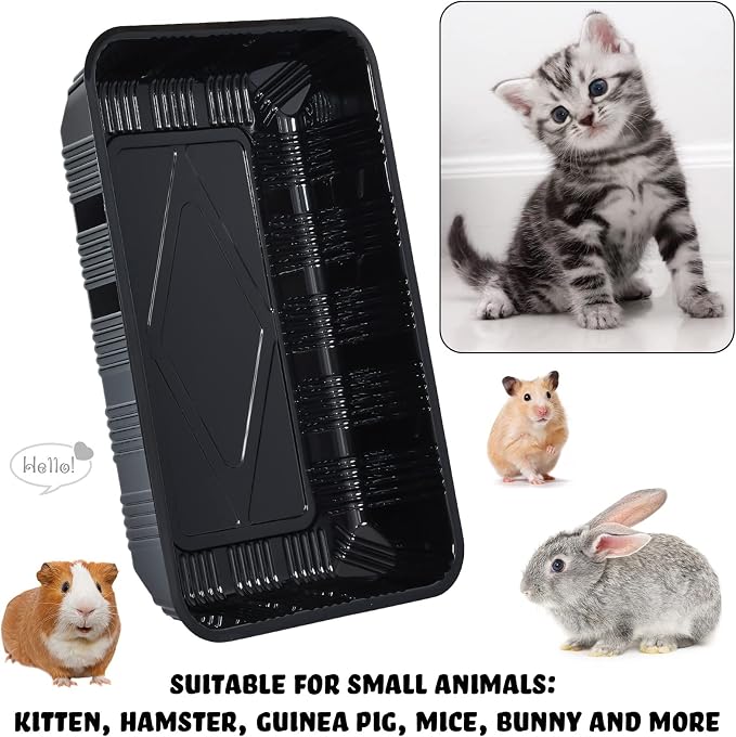 Tessco for you 30 Pack Disposable Cat Litter Boxes, Plastic Leakproof Litter Trays for Cats, Disposable Travel or Temporary Litters Pan for Kittens and Small Pets, 16.7 x 10.5 x 3.4 Inch(Black)