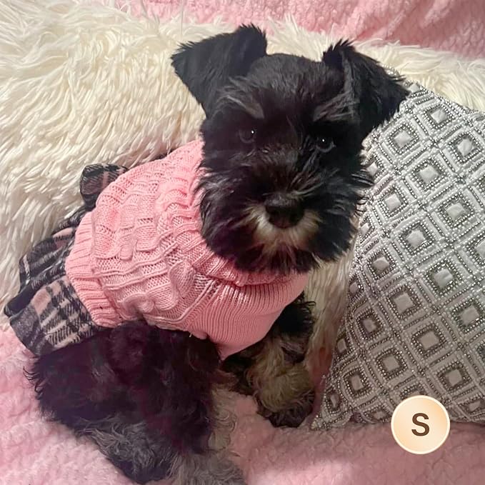 KYEESE Dog Sweater Dress Turtleneck Thick Knit Pullover for Cold Weather | Stretchy Fit, Lightweight & Warm, Cozy Knit Comfort, Cute Bow Accent, Gentle on Sensitive Skin, Comfortable Daily Wear