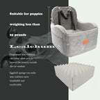 Lealchum Dog Booster Car Seat for Small/Medium Dogs Up to 35lbs,Ultra Soft Fabric Covered,6in Elevated Cushion,Fully Detachable and Washable,3 Straps & 2 Pockets,Easy to Install(Grey,Medium)