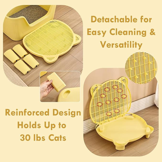 SpaceTime Cat Litter Mat Litter Trapping Mat,20.08"x15.94"x5.91"Large Dual-Layer Cat Litter Box Mat for Kitty,Floor Protection,Waterproof Urineproof(Yellow)
