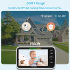 HelloBaby 6'' World First IPS 30H Battery Split-Screen Video Baby Monitor with Camera and Audio, No WiFi, Pan-Tilt-Zoom, VOX, 2-Way Talk, Night Vision, 8 Lullabies, 1000ft, for New Parents/Elderly