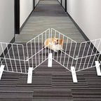 YORWHIN Short Puppy Gate - 17 Inch Height Dog Gate, Metal Free Standing Pet Gates, Expands Up to 48 Inches for Indoor/Outdoor, Step Over Pet Fence for Small Dogs